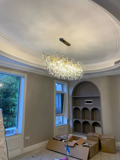French Style Branch Crystal Chandelier – Luxury LED Pendant Light (G9, Adjustable Height)