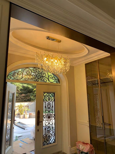 French Style Branch Crystal Chandelier – Luxury LED Pendant Light (G9, Adjustable Height)