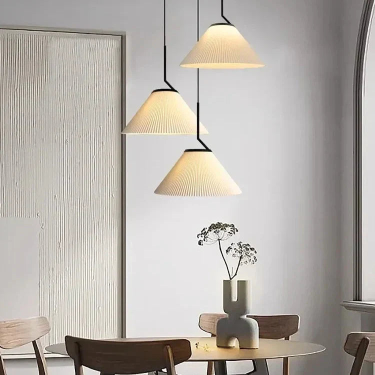 Nordic Pleated Cream Pendant Light – Soft Elegance for Modern Interiors