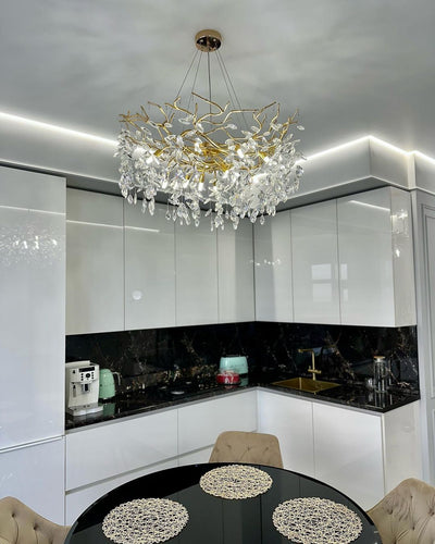 French Style Branch Crystal Chandelier – Luxury LED Pendant Light (G9, Adjustable Height)