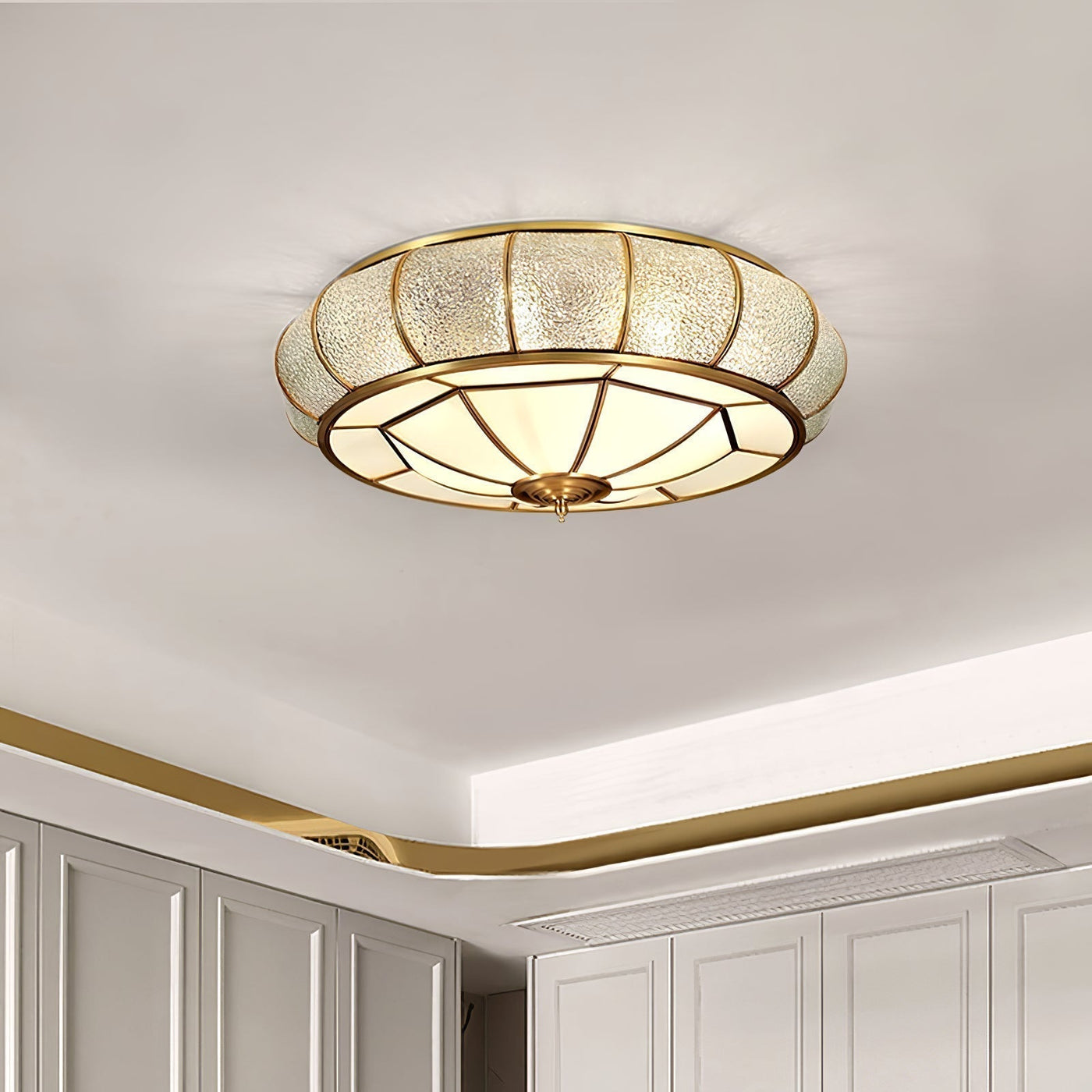 Round Textured Glass Ceiling Light – Timeless Elegance with Soft Illumination