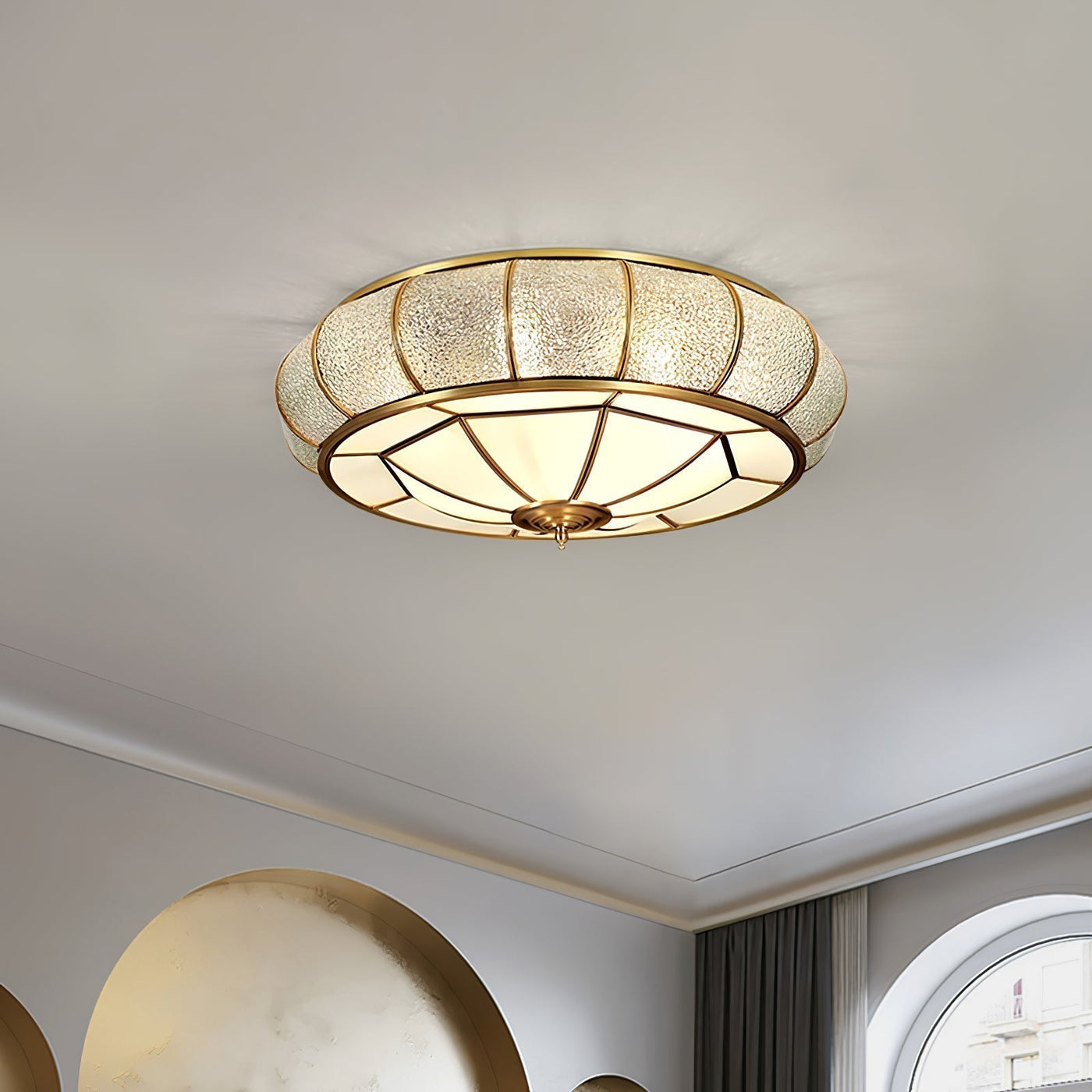 Round Textured Glass Ceiling Light – Timeless Elegance with Soft Illumination