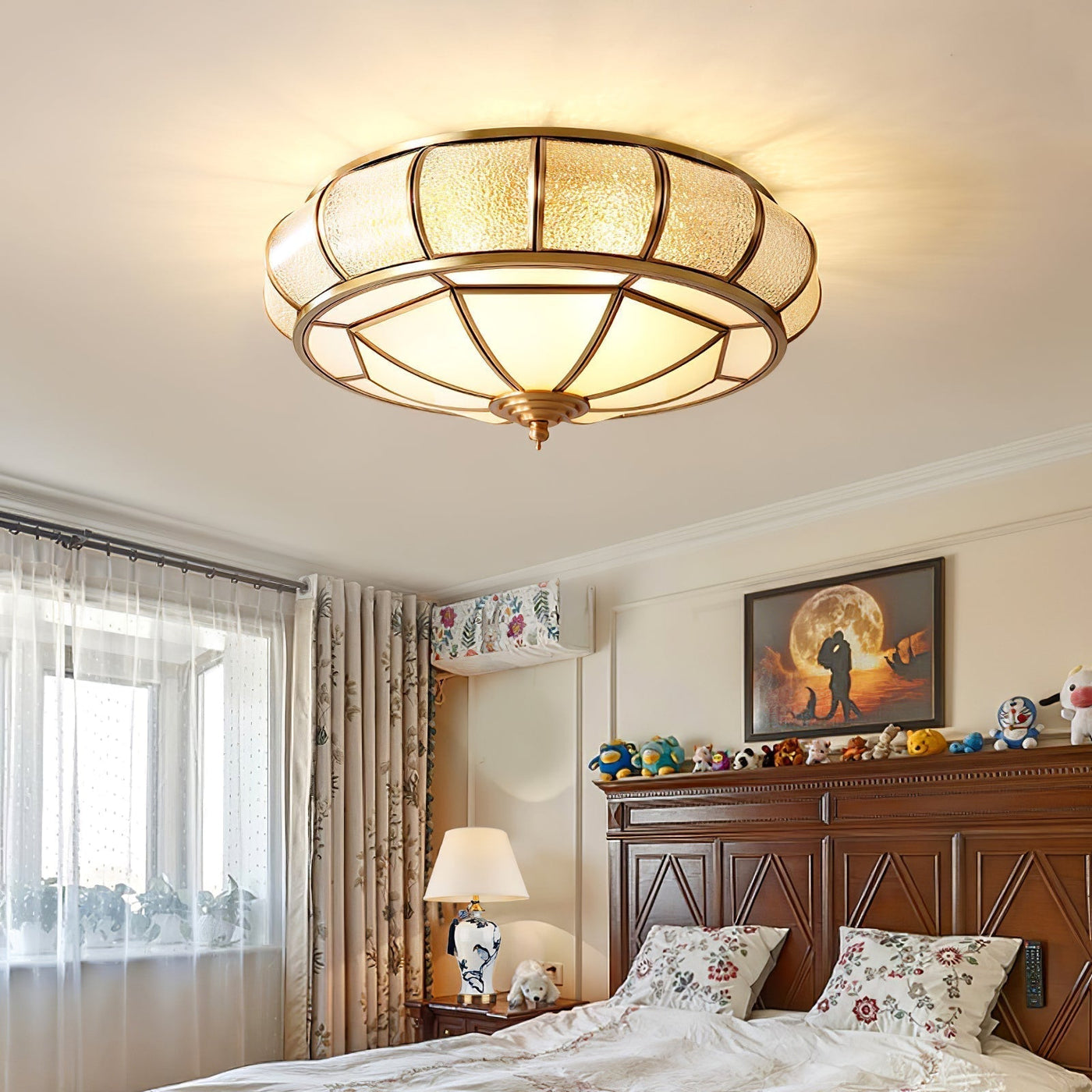 Round Textured Glass Ceiling Light – Timeless Elegance with Soft Illumination