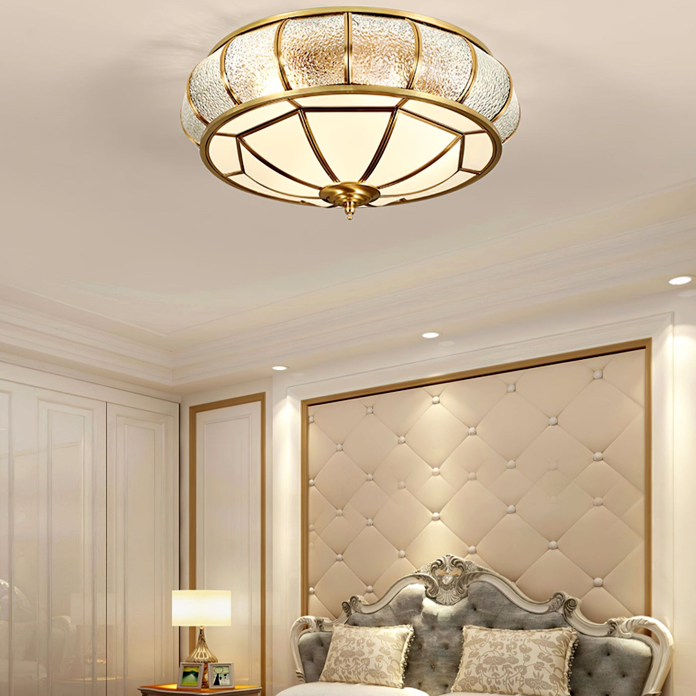 Round Textured Glass Ceiling Light – Timeless Elegance with Soft Illumination