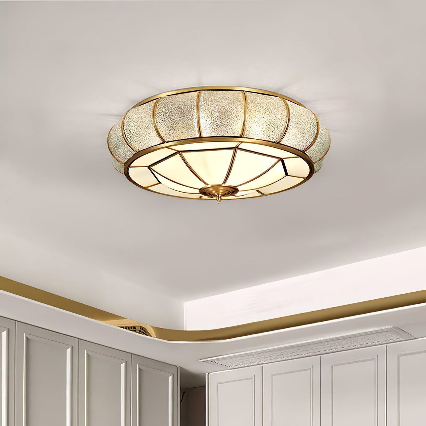 Round Textured Glass Ceiling Light – Timeless Elegance with Soft Illumination