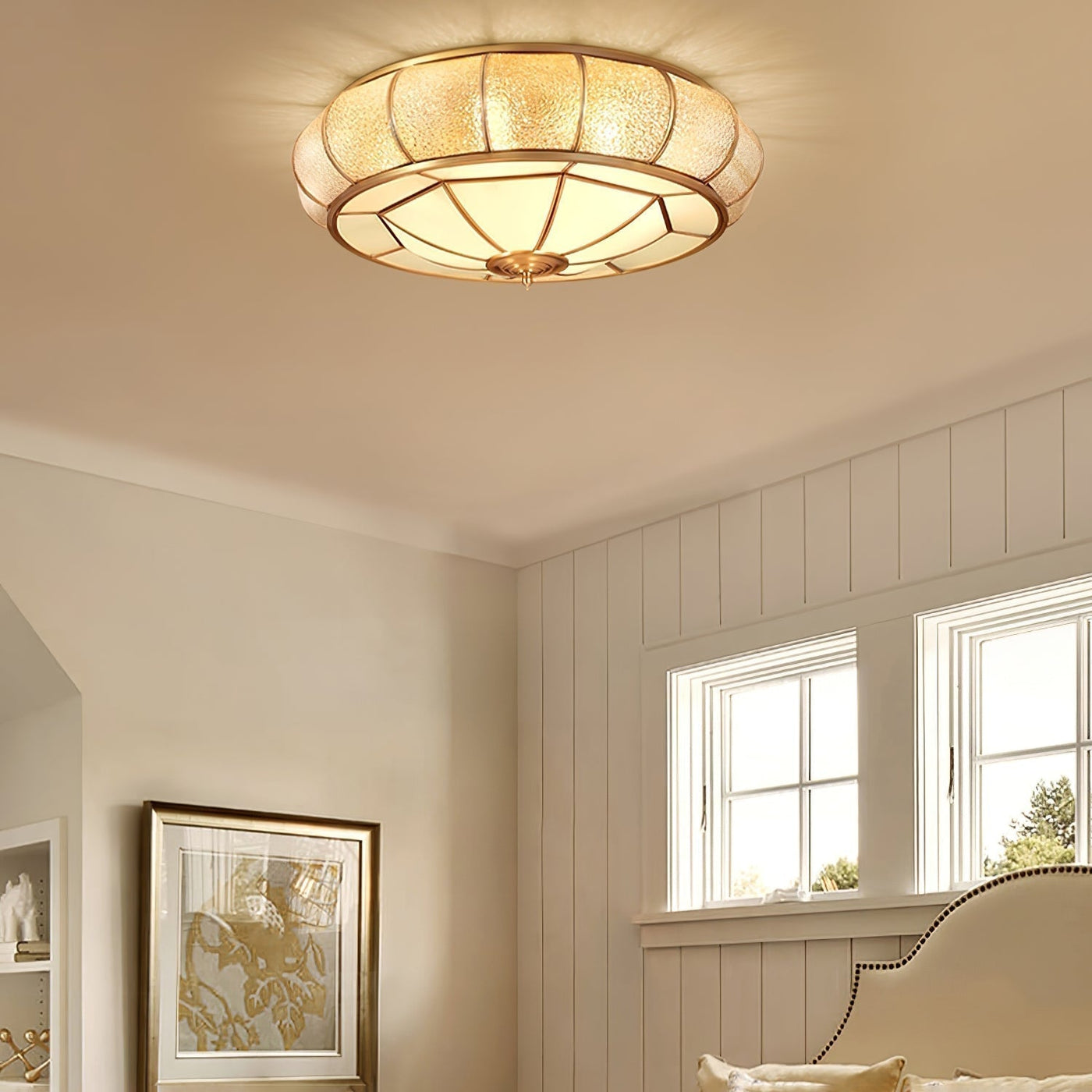 Round Textured Glass Ceiling Light – Timeless Elegance with Soft Illumination
