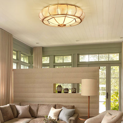 Round Textured Glass Ceiling Light – Timeless Elegance with Soft Illumination