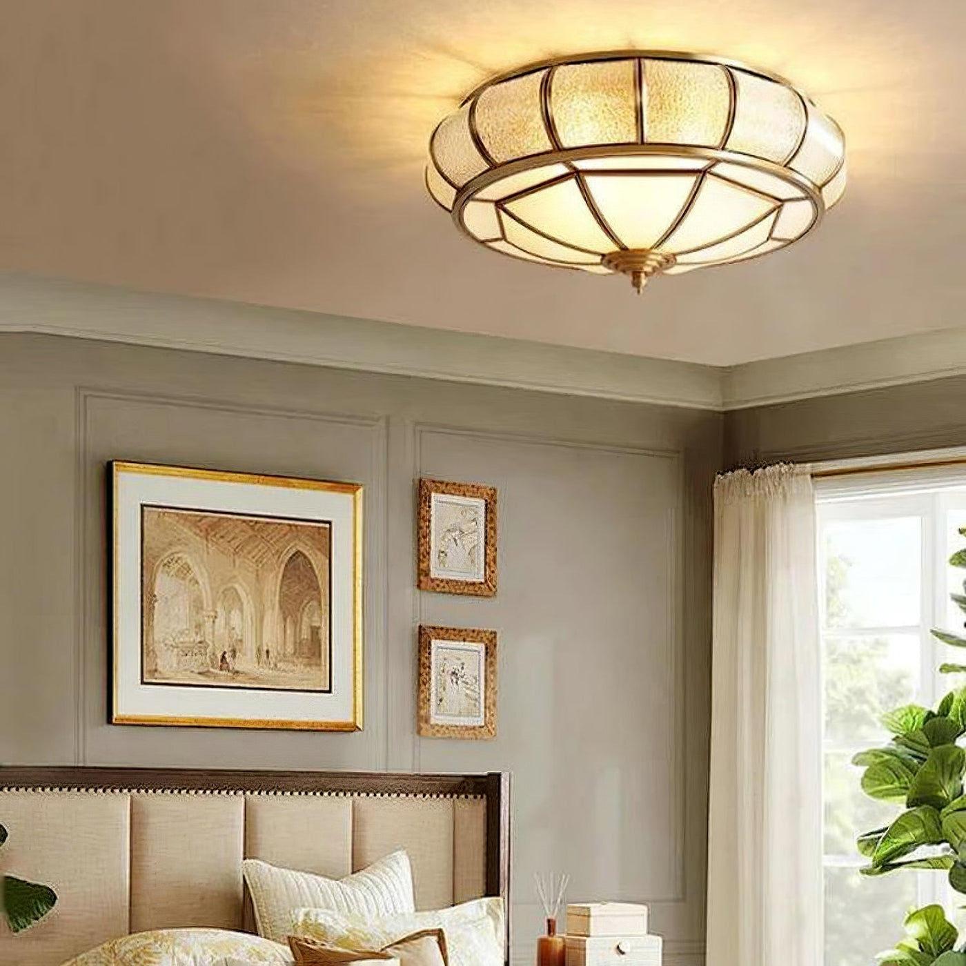 Round Textured Glass Ceiling Light – Timeless Elegance with Soft Illumination