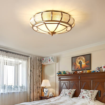 Round Textured Glass Ceiling Light – Timeless Elegance with Soft Illumination