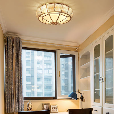 Round Textured Glass Ceiling Light – Timeless Elegance with Soft Illumination