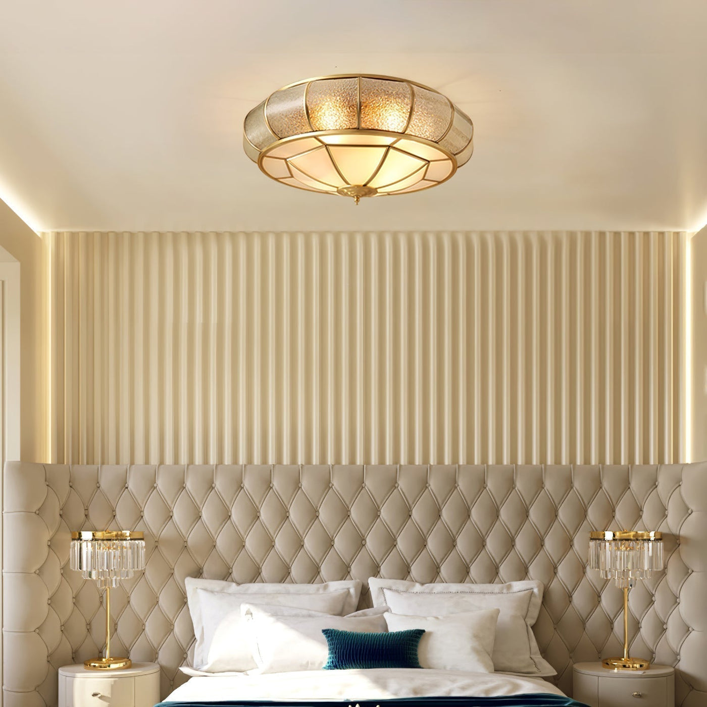 Round Textured Glass Ceiling Light – Timeless Elegance with Soft Illumination