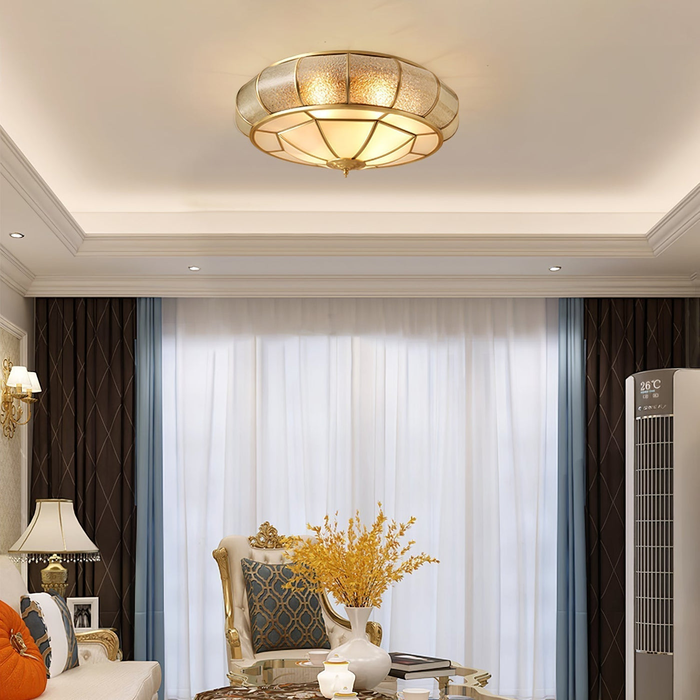 Round Textured Glass Ceiling Light – Timeless Elegance with Soft Illumination