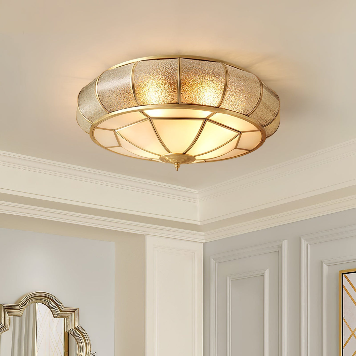 Round Textured Glass Ceiling Light – Timeless Elegance with Soft Illumination