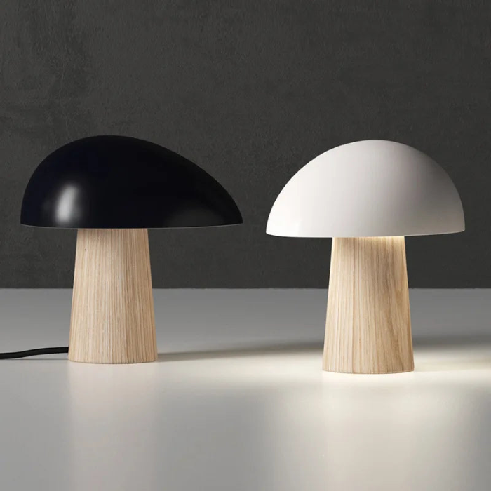 Juno Scandinavian Table Lamp – Modern Mushroom-Inspired Design with Wood Accents