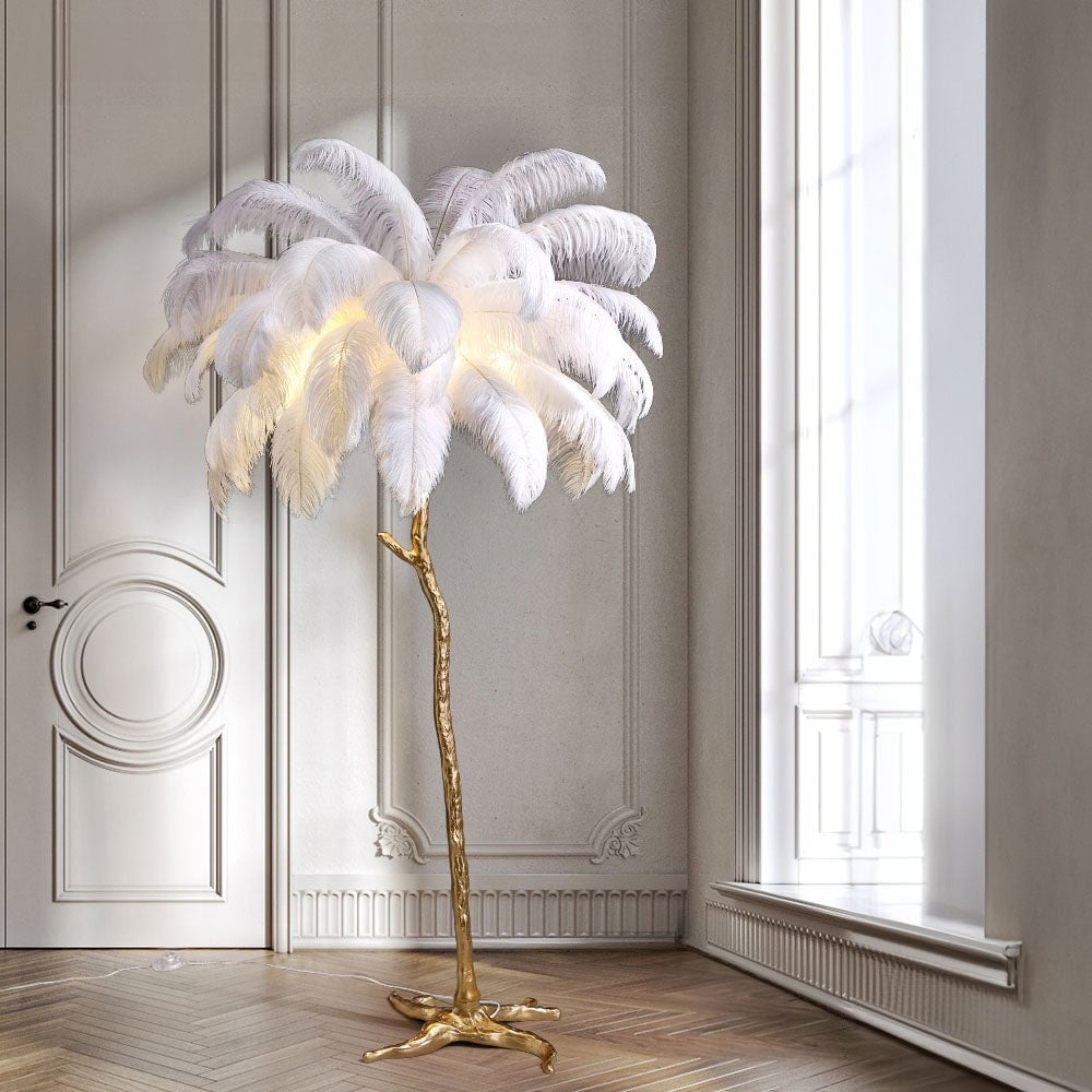 Ostrich Feather Floor Lamp – Luxurious Statement Lighting for Elegant Interiors