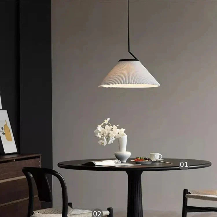 Nordic Pleated Cream Pendant Light – Soft Elegance for Modern Interiors