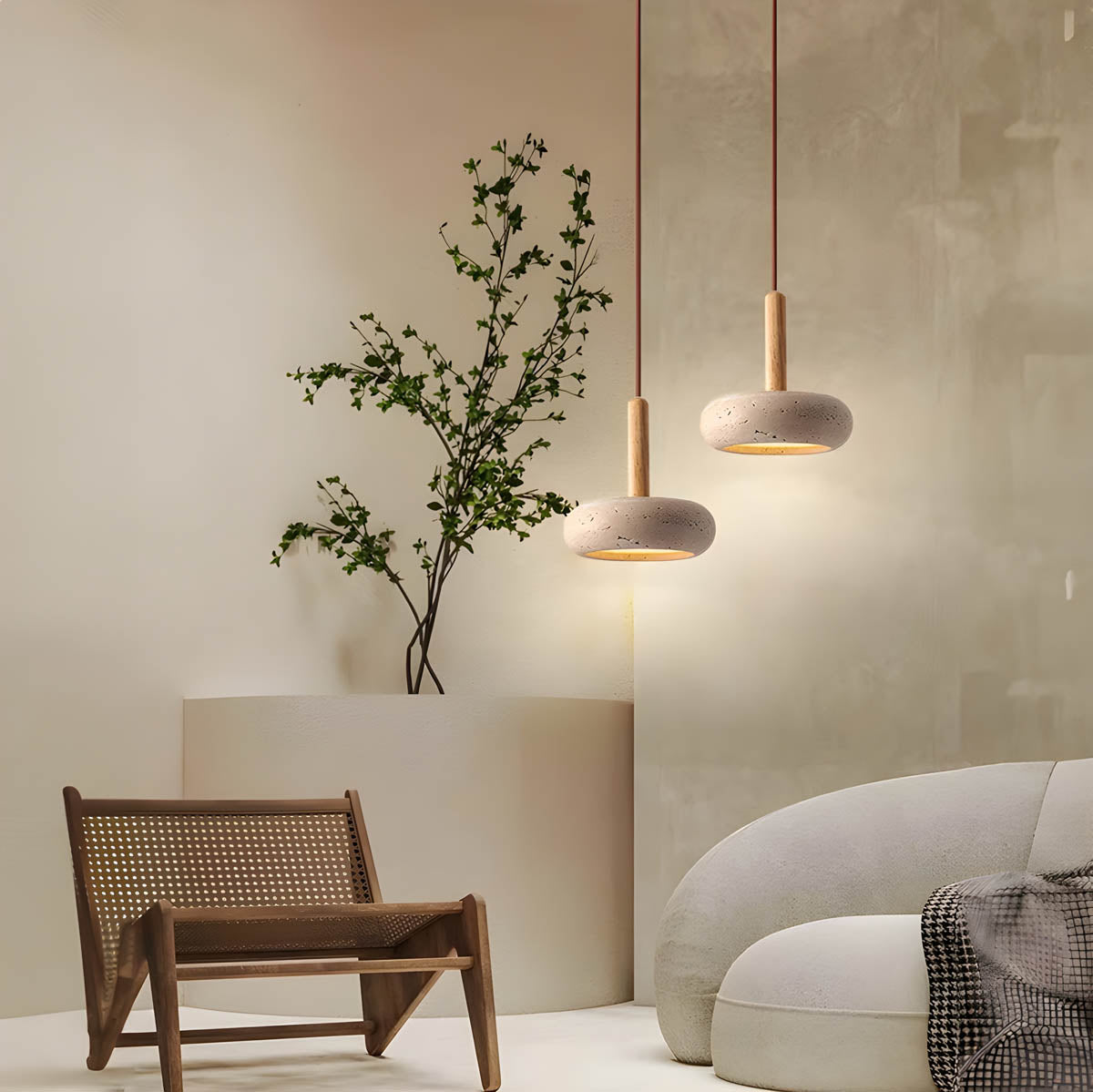 OSHO Stone Pendant Light – Elegant Travertine Design for a Natural Touch