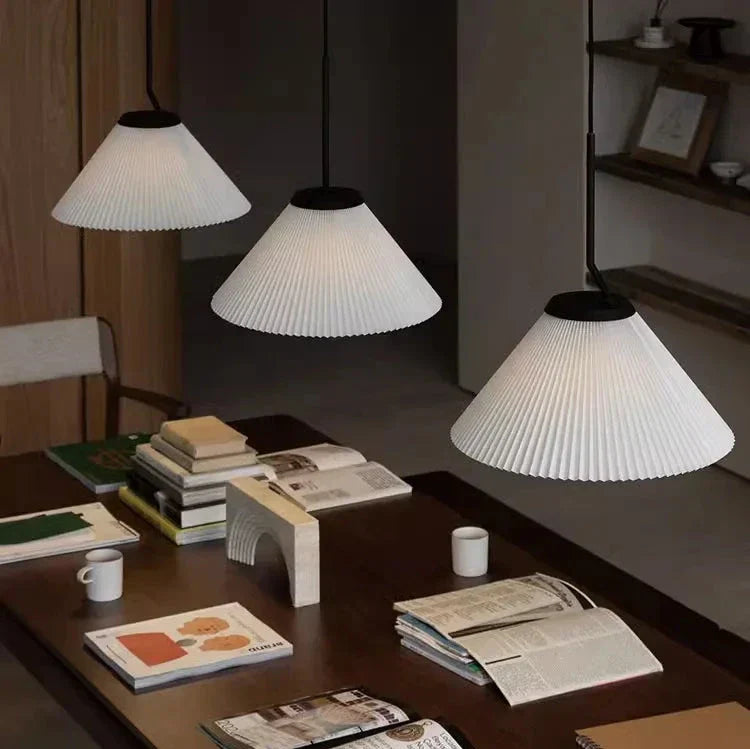 Nordic Pleated Cream Pendant Light – Soft Elegance for Modern Interiors