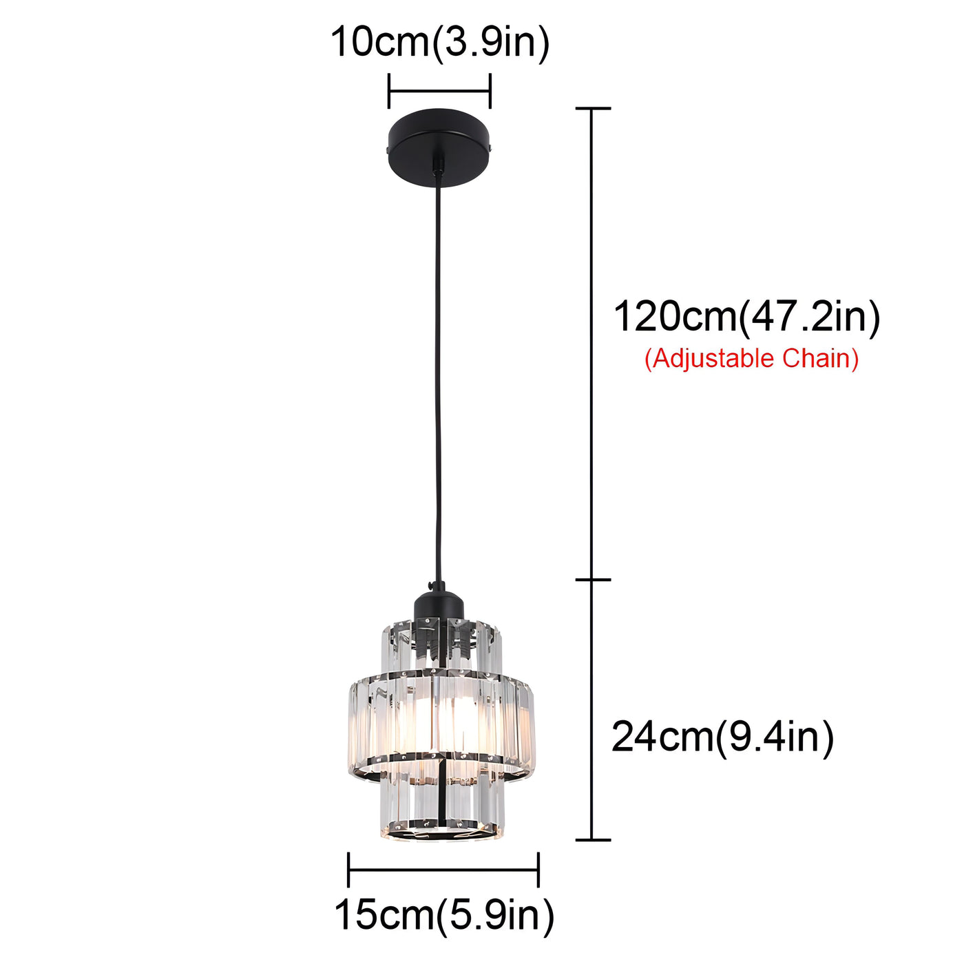 Fernando Glass Crystal Ceiling Light – Elegant Hanging Pendant with E27 Socket