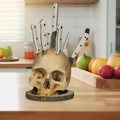 Gothic Skull Knife Holder – Handmade, Unique Kitchen Décor with Maximum Functionality