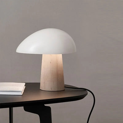 Juno Scandinavian Table Lamp – Modern Mushroom-Inspired Design with Wood Accents