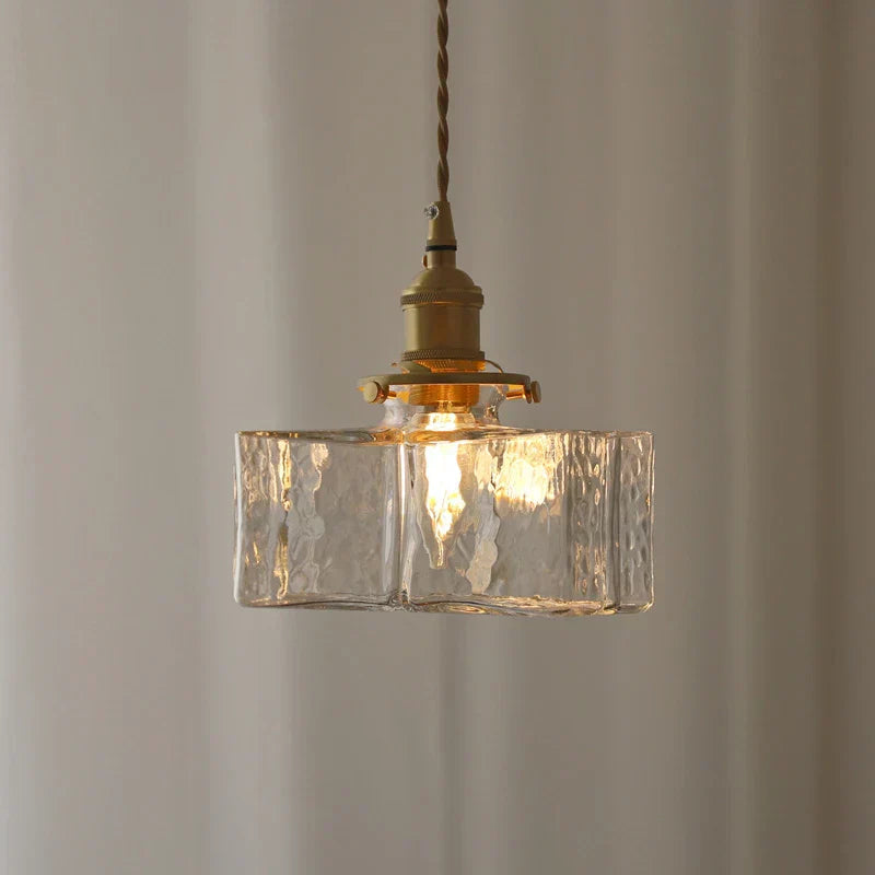 Modern Retro Glass Pendant Light – Elegant Hanging Lamp with Gold Cord