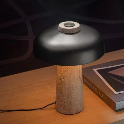 Natural Travertine Table Lamp – Minimalist Stone Lighting with Wabi-Sabi Charm