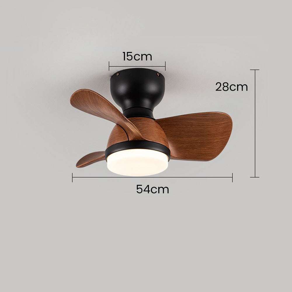 Modern Wooden Ceiling Fan with LED Light & Remote Control (54cm, 3-Colour Light, 220V-240V)