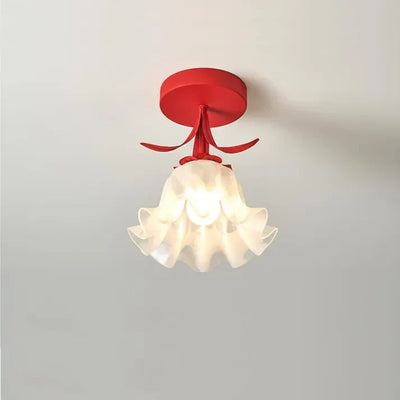 French Tiffany Mini Flower Ceiling Light – Vintage Stained Glass Flush Mount (E27)