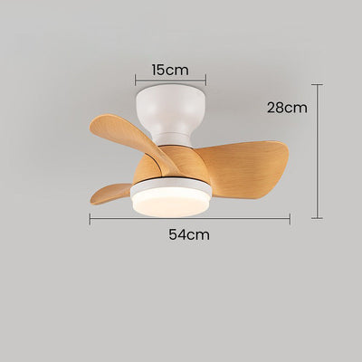 Modern Wooden Ceiling Fan with LED Light & Remote Control (54cm, 3-Colour Light, 220V-240V)
