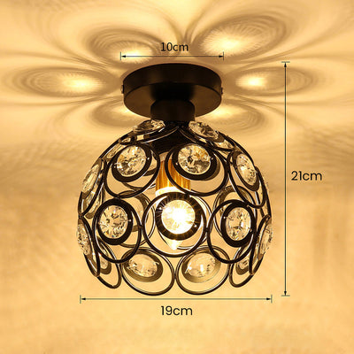 Fancy Gold Luxury Ceiling Light – Elegant Crystal Ball Flush Mount for Hallways & Entryways