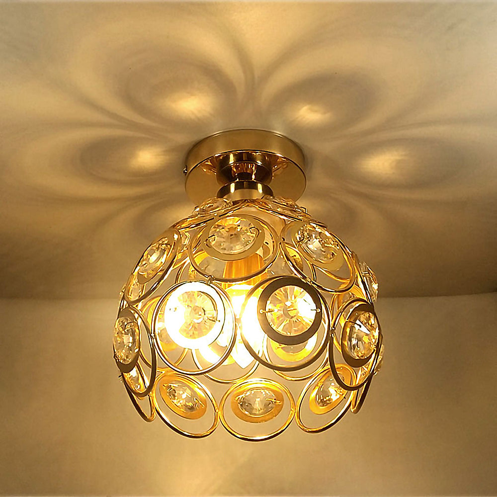 Fancy Gold Luxury Ceiling Light – Elegant Crystal Ball Flush Mount for Hallways & Entryways