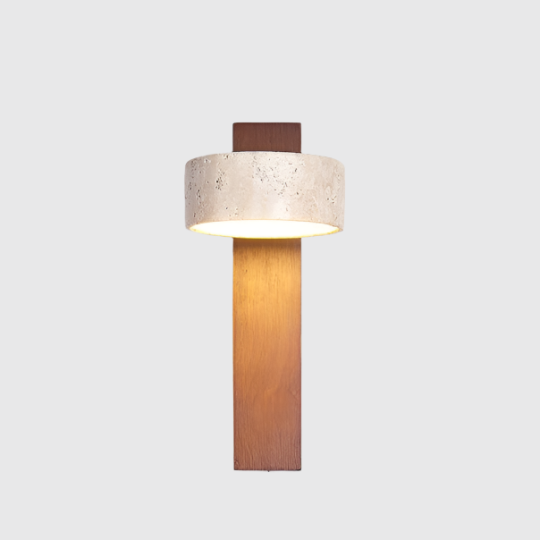 Wabi-Sabi Off-White Travertine Wall Lamp – Minimalist Elegance in Natural Form