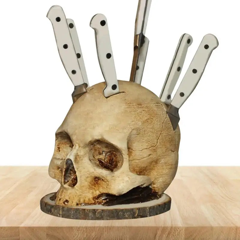 Gothic Skull Knife Holder – Handmade, Unique Kitchen Décor with Maximum Functionality