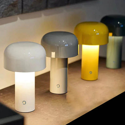 Italian Mushroom Cordless Table Lamp – Dimmable LED with Elegant Chrome Finish