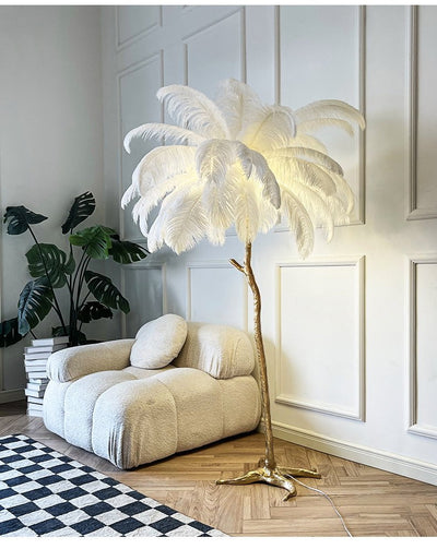 Ostrich Feather Floor Lamp – Luxurious Statement Lighting for Elegant Interiors