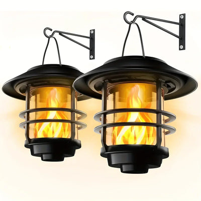 LumiFlare Solar Wall Lanterns - Flickering Flame Effect for Outdoor Ambiance