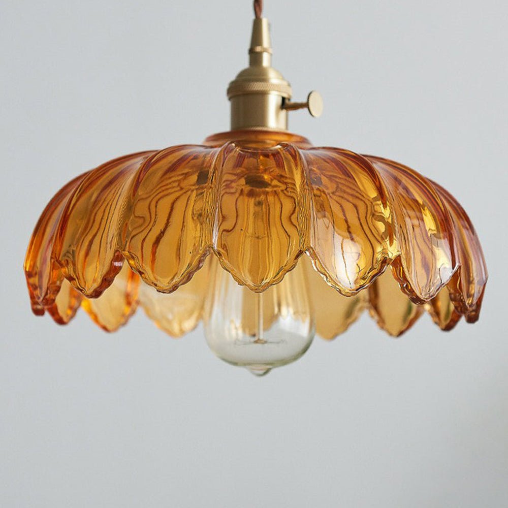 High-Transparency Glass & Copper Pendant Light – Elegant, Romantic Illumination