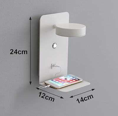LumaWall | Dimmable LED Wall Lamp with USB Charging Port for Bedroom