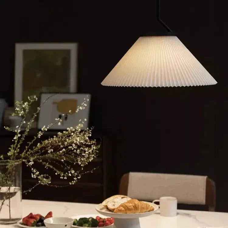 Nordic Pleated Cream Pendant Light – Soft Elegance for Modern Interiors