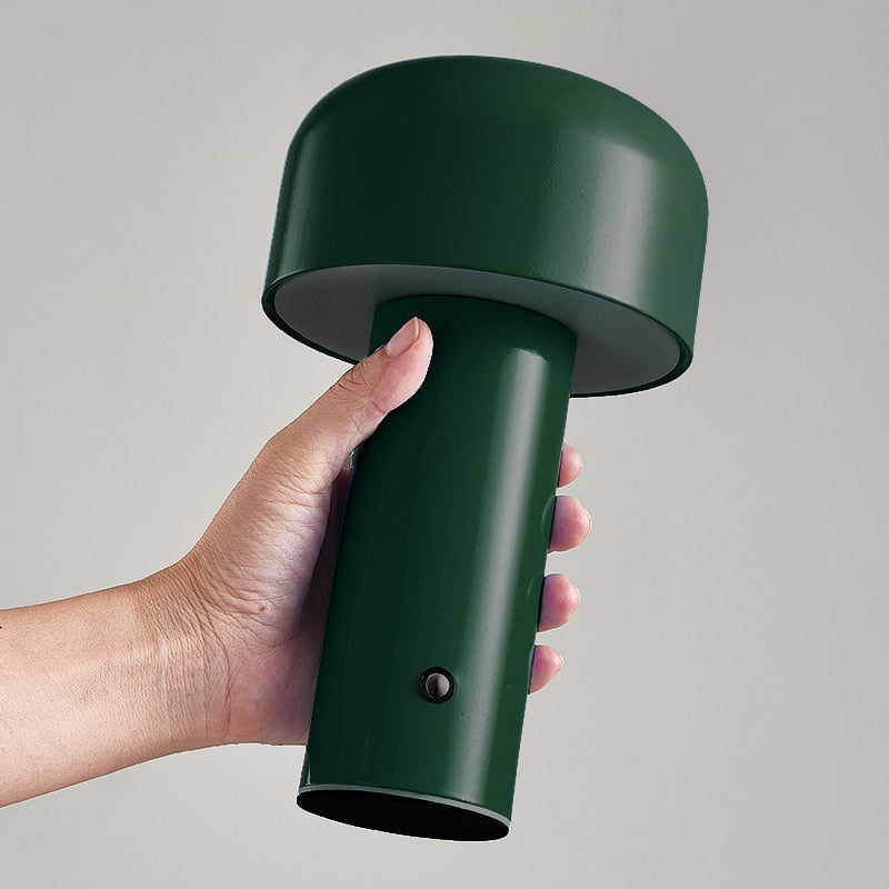 Italian Mushroom Cordless Table Lamp – Dimmable LED with Elegant Chrome Finish
