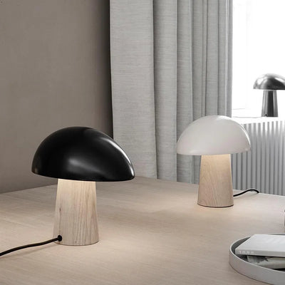 Juno Scandinavian Table Lamp – Modern Mushroom-Inspired Design with Wood Accents