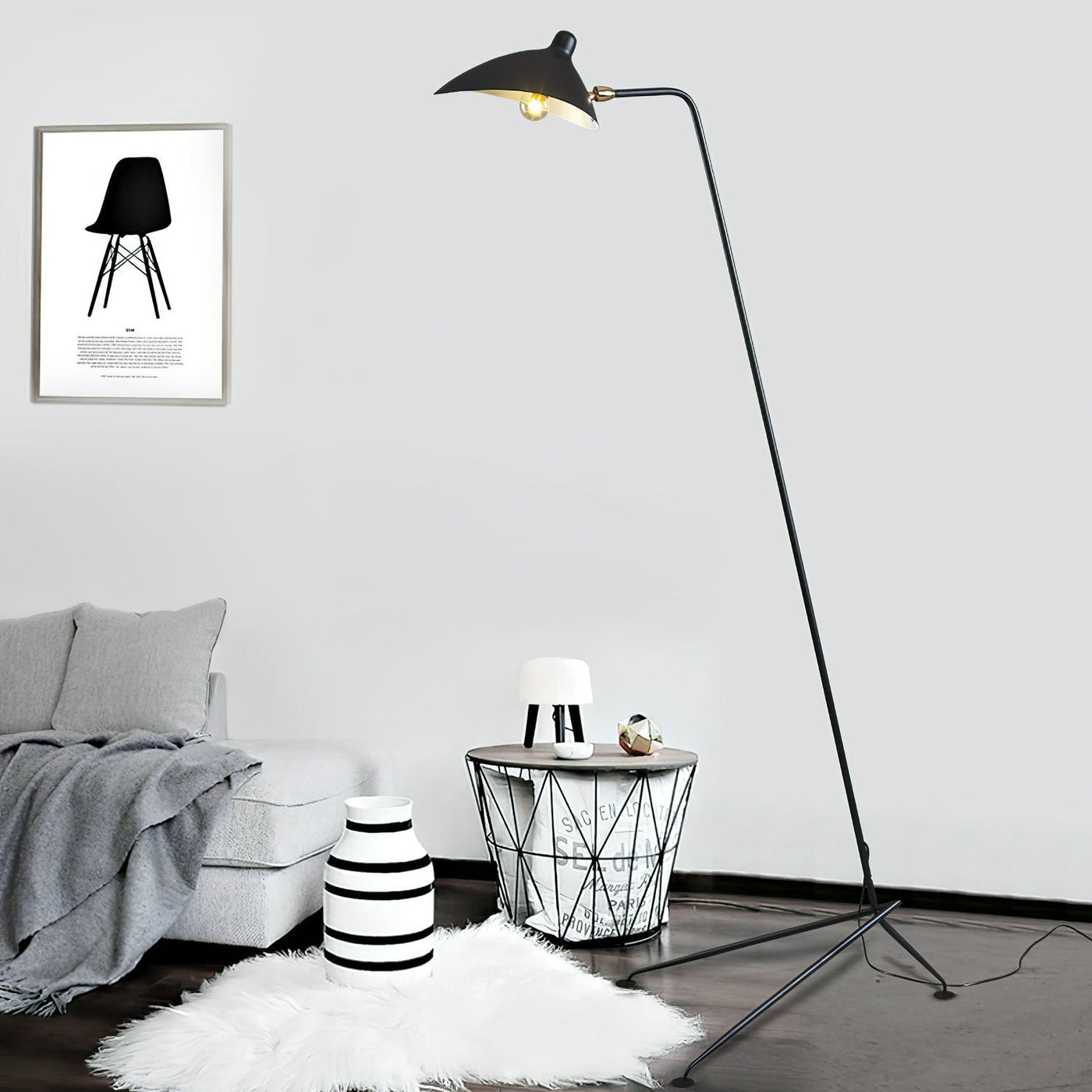 Mouille-Inspired Three-Arm Floor Lamp – Sculptural Lighting with Adjustable Arms