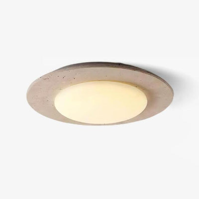 Sky Dome Ceiling Light – Travertine & Solid Wood LED Fixture (30cm, 3000K-6000K, Modern Design)