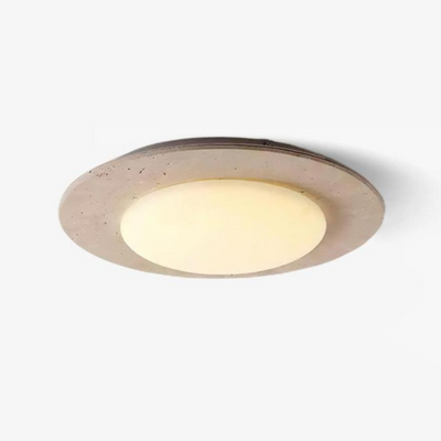 Sky Dome Ceiling Light – Travertine & Solid Wood LED Fixture (30cm, 3000K-6000K, Modern Design)