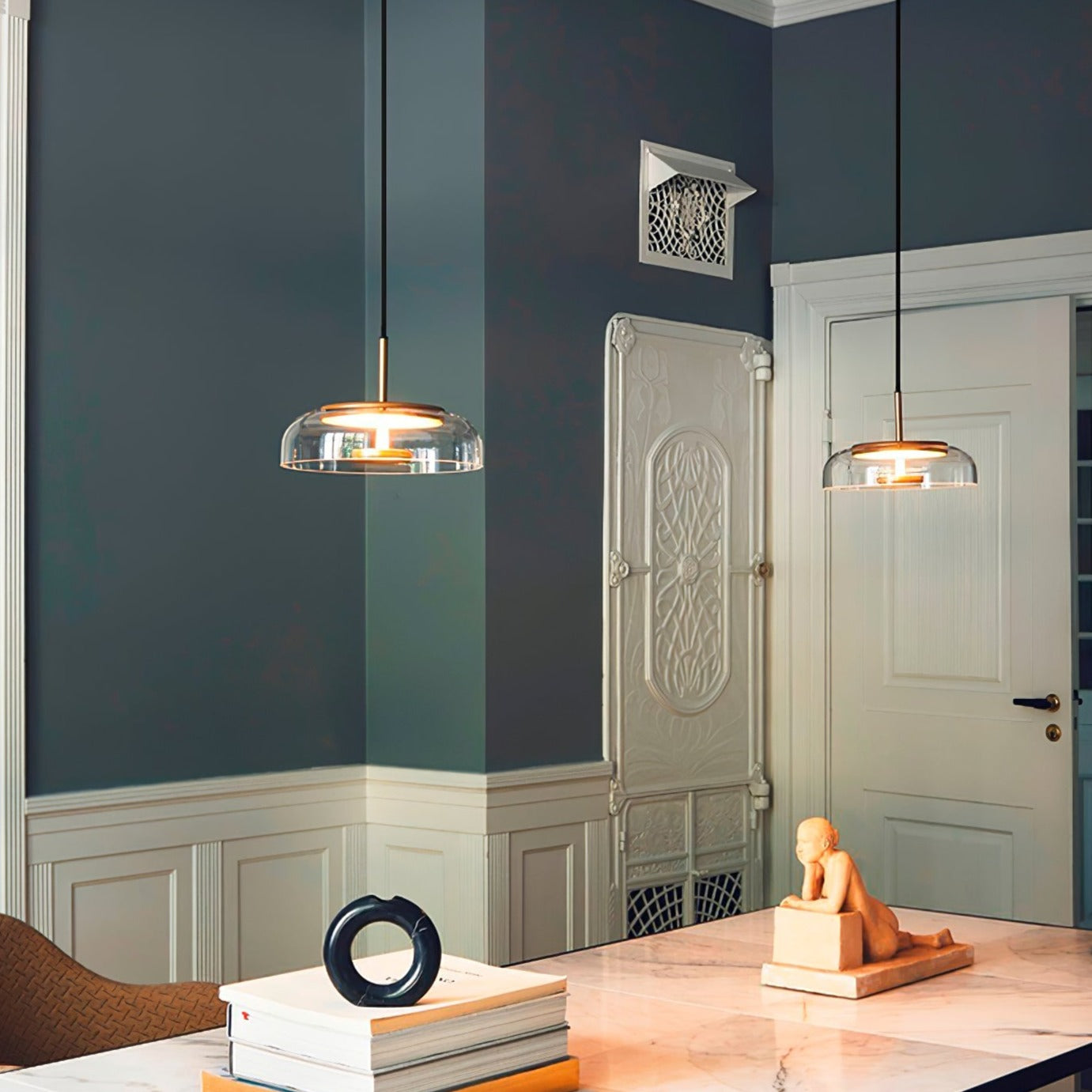 Solara Pendant Light – Elegant Brass & Glass LED Hanging Lamp