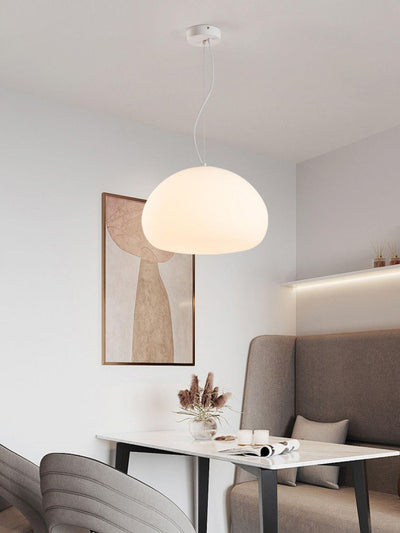 Steamed Bun Pendant Light – Elegant Frosted Glass Hanging Lamp (E26/E27)