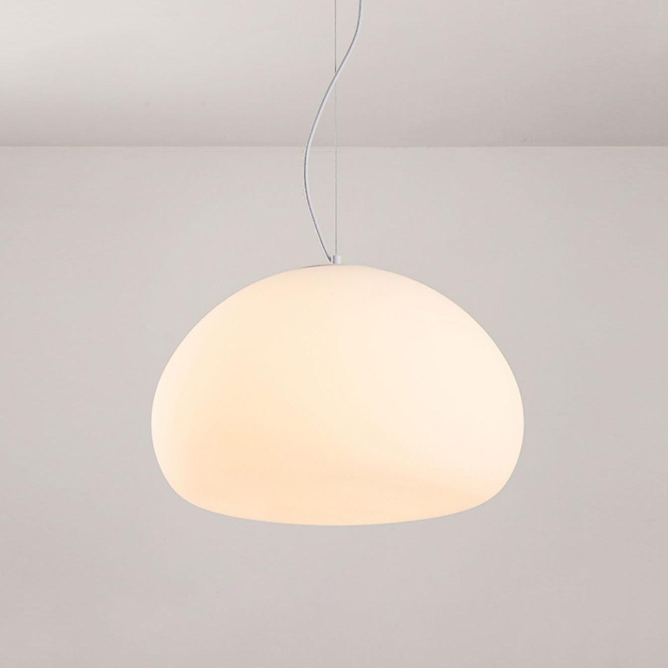 Steamed Bun Pendant Light – Elegant Frosted Glass Hanging Lamp (E26/E27)