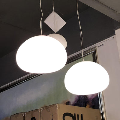 Steamed Bun Pendant Light – Elegant Frosted Glass Hanging Lamp (E26/E27)