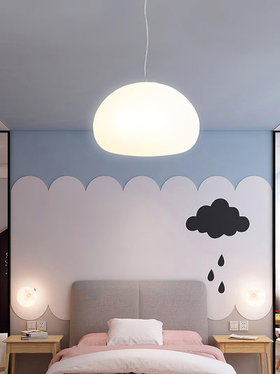 Steamed Bun Pendant Light – Elegant Frosted Glass Hanging Lamp (E26/E27)